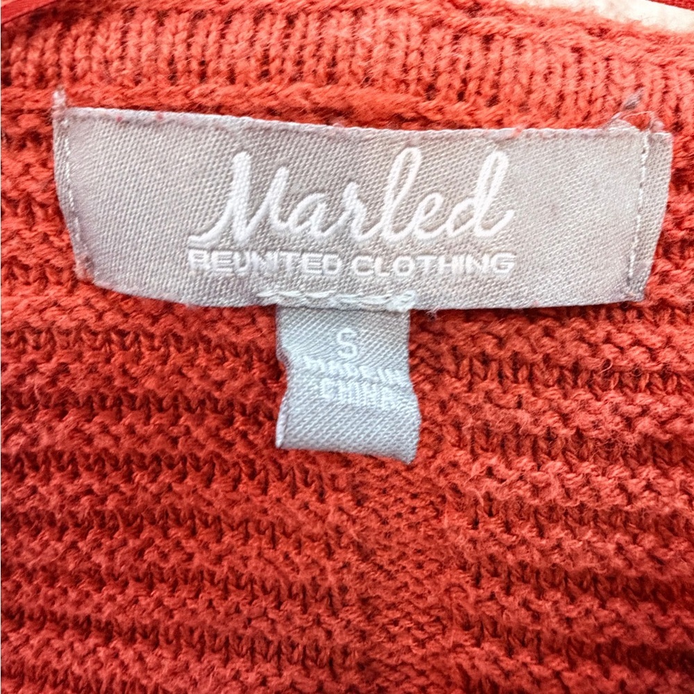 Marled Rust Orange Knit Sweater Small Textured Cotton Blend - Picture 4 of 8